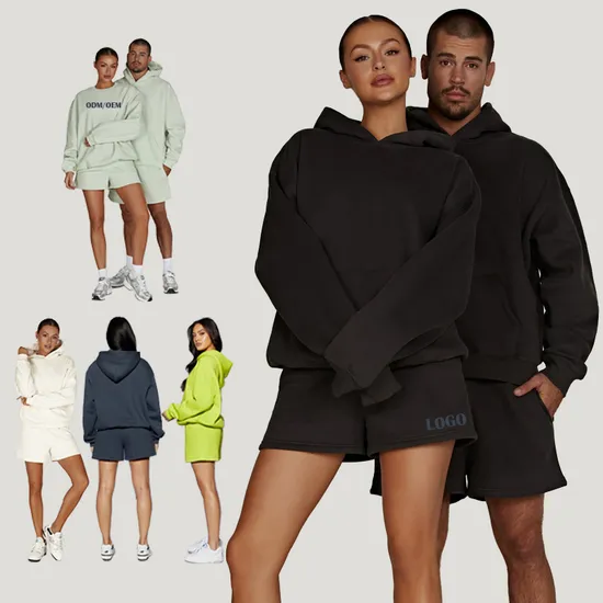 360g Fleece Custom Wholesale Plain Blank 3D Puff Print Pullover Hoodie Oversized Sweatshirt Hoody Suits Men Embroidery Jogging Hoodie Set