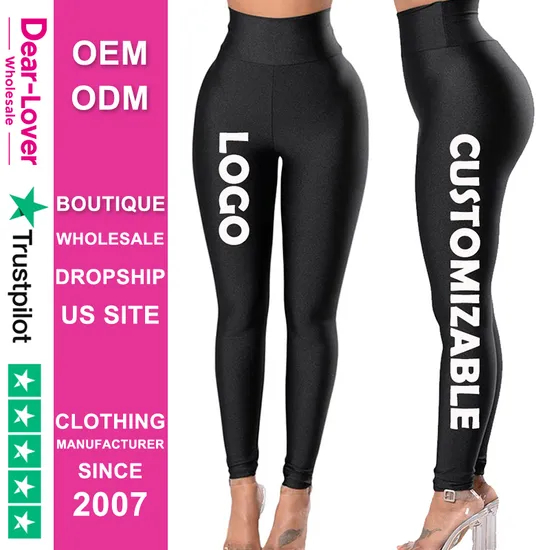 Dear-Lover Fashion Boutique Wholesaler Custom Logo High Waist Polyester Activewear Gym Workout Tights Scrunch Butt Lifting Push up Yoga Leggings for Women