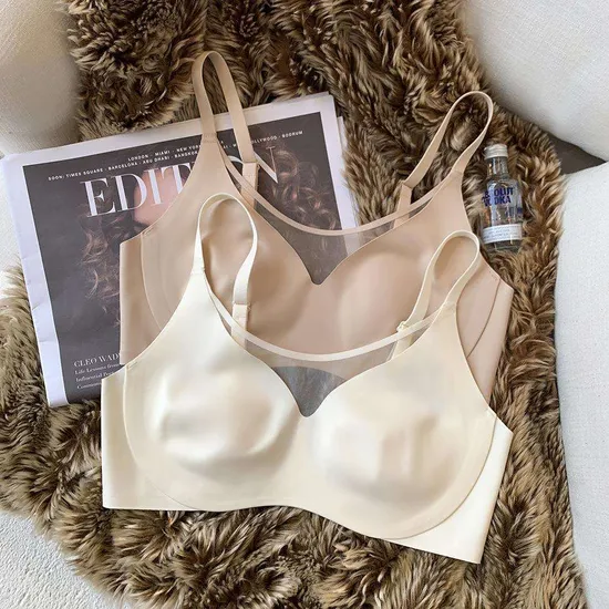 Seamless Latex Push up Comfortable Jelly Strip Brassiere Wirefree Push up Bra