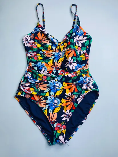New Style Fashion One-Piece Fancy Colorful Floral Print No Cup Polyester Smooth Comfort Lady Lace-up Bodysuit with Mesh Lining