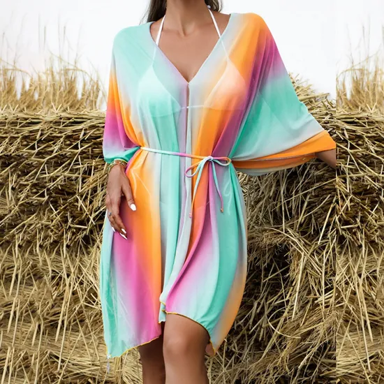 SJ-ZS2019 Europe and the United States 2022 new beach sun protection clothing gradient color bikini swimsuit with pullover