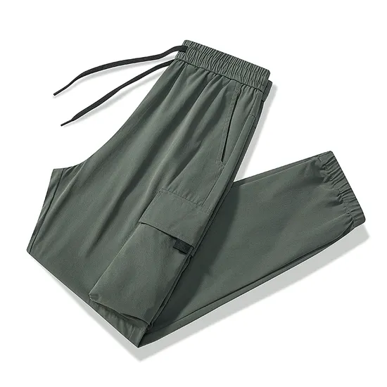 Casual Multi Pockets Straight Elastic Outdoor Cargo Pants with Loose Style