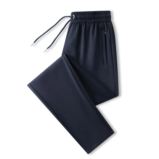 Classic Sports Pants High Quality Casual Trousers Comfortable Pocket Zipper Ice Silk
