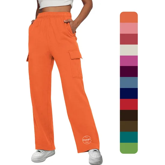 Custom Womens Cargo Pants Wholesale Sweatpants Casual Joggers Pants Fleece Loose Sweat Pants