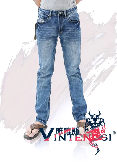 European Style Classic Indigo Close-Fitting Casual Fashionable Denim Jeans for Men (V1002)