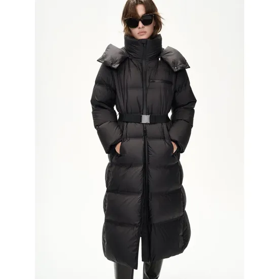 Ladies Long Warm Coat Women′s Windproof Warm Parkas Jacket Puffer Winter Parkas Detach Hat Long Down Hooded Jacket Coat