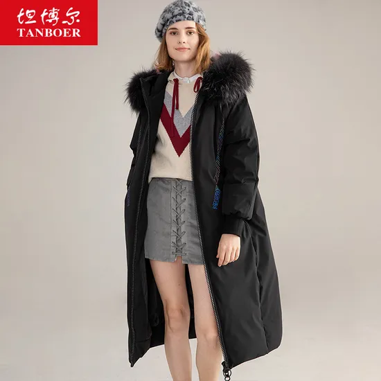 High Quality Luxury Women Winter Hooded Goose Down Jacket