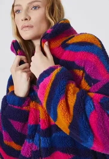 Women Fashion Fleece Coat Jacket with Print Fleece for Winter Warm