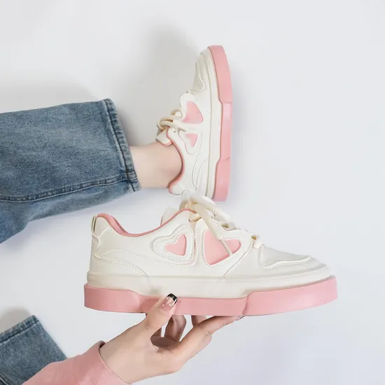Women′s Casual PU Leather Vulcanized Shoes White Shoes
