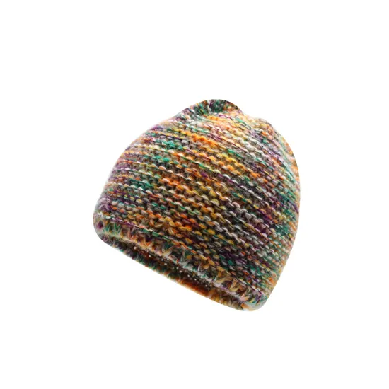 Customized Lady Knitted Acrylic Multicolor Space Dye Beanie