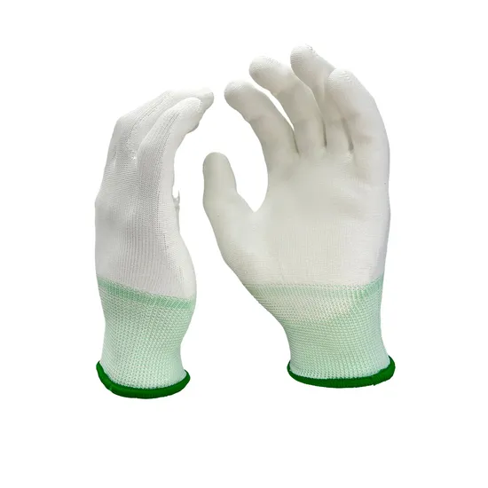 13 Gauge Grey Polyester PU Palm Finger Full Coated Glove Working Protective Anti-Static Gloves