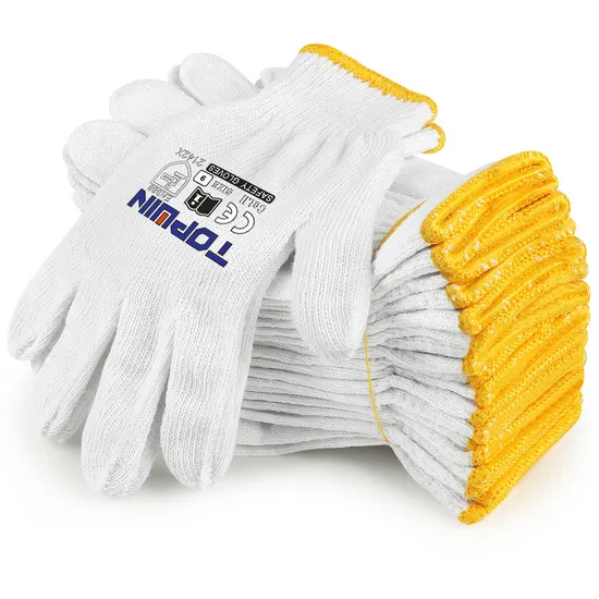 Topwin China Wholesale 30-60g/Pairs White Cotton Knitted Hand Glove Guante Safety Work Gloves