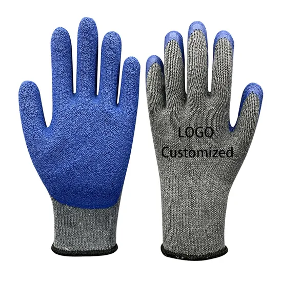 Topwin Wholesale Custom Latex Coated Cotton Knit Anti-Slip Safety Work Gloves for Hand Protection Construction