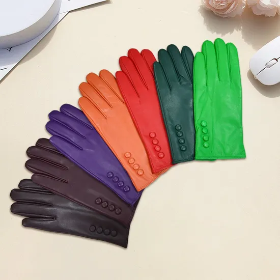 Real Sheepkin Leather Gloves Manufacturer Custom Women Leather Winter Gloves