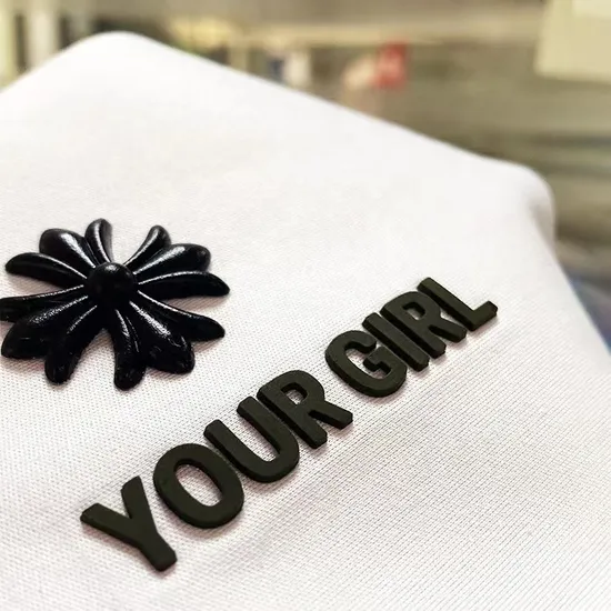 Wholesale Custom 3D Silicone Logo Stickers Heat Transfer Printing Labels for T-Shirts