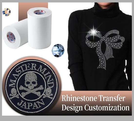 Shiny Rhinestone Transfer Customized Logo Designs for Garments Football T-Shirt Motif Iron Transfer