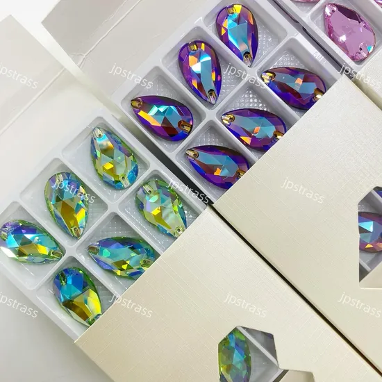 Drop Shape K9 Crystal Sew on Stone for Dress and Bags