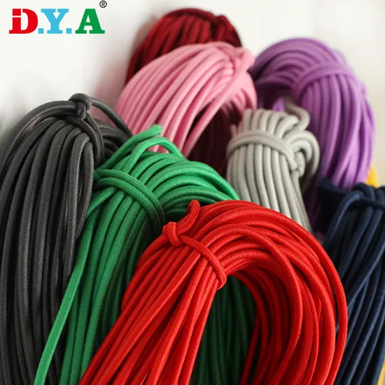 Stock Color Elastic Stromg Rubber Latex Material Polyester Round Elastic Cord Elastic String for Garmen