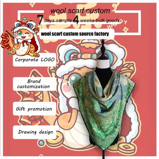 Premium Women′s Silk and Wool Scarf with Unique Prints