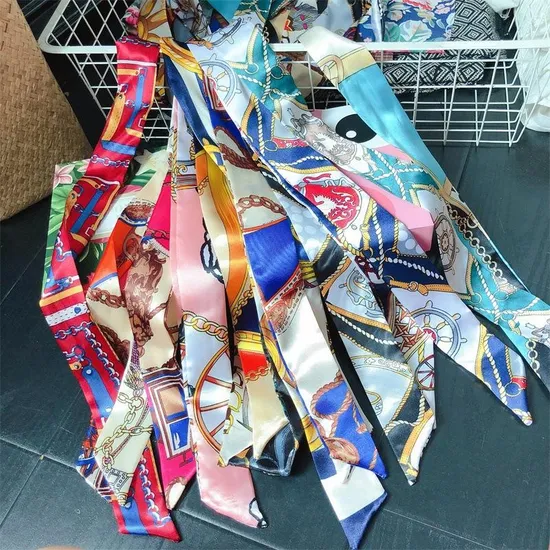 Wholesale Designer Bag Accessories Small Silk Scarf Twill Cotton Pendant Decorate Soft Square Printed Tie Headdress Silk Scarf Fashion Luxury Brand Twill