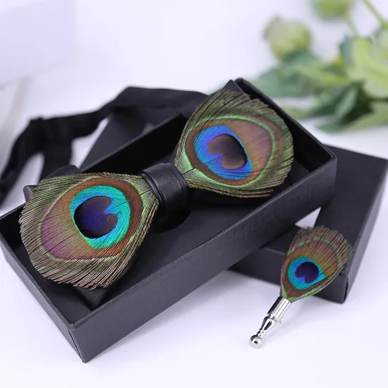 Factory Price Wedding Accessories Special Blue Feather Bow Tie for Gift