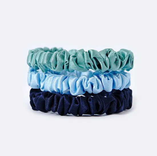 Plain Solid Color Silk Hair Scrunchies for Girls