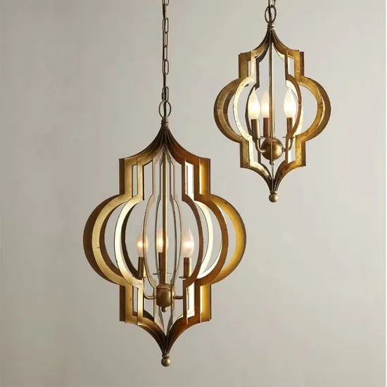 Simple Restaurant Bar Coffee Shop Lamp Retro Chandelier Industrial Style Lamp Gold Iron Door Entrance Hallway Lamp