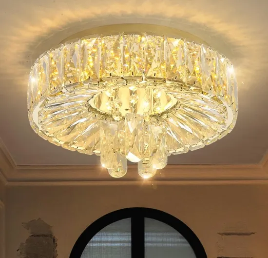 Modern Crystal Chandeliers for Hallway LED Flush Mount Ceiling Light Dimmable Light Fixture for Dining Room Living Room Bedroom
