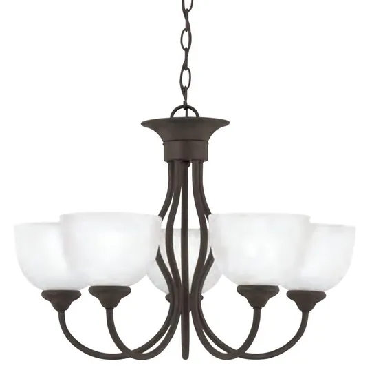 5-Lite 23 Inch Bronze Chandelier with Alabaster Glass (YX-700-05)