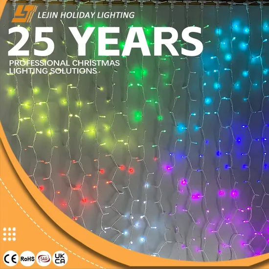 DMX 512 Outdoor Waterproof Programmable Customized Shopping Mall Street Fairy DIY IP65 Smart RGB LED String Curtain Festival Christmas Decoration Light