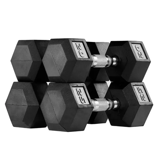 Hex Rubber Dumbbells with Custom Logo for Fitness Enthusiasts