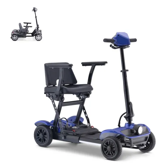 4 Wheel Handicap Foldable Electric Mobility Scooter for Elderly with Leather Seat