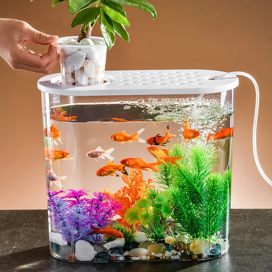 Small Betta Fish Tank, Stackable Mini Fish Tank Aquarium Tank Kit, Gallon Rectangular Fish Bowl with Aquarium Gravel Decoration, Cube Tank for Sea Monkeys