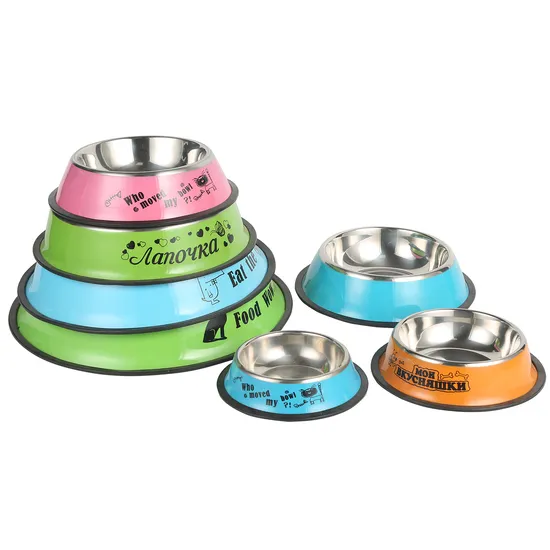 Pet Feeding and Drinking Feeder Anti-Slip Base Stainless Steel Dog Bowl
