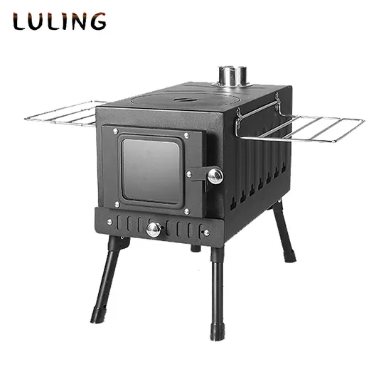 Black Large Outdoor Wood Burning Stove Multi-Function Camping & Barbecue with Secondary Air Inlet
