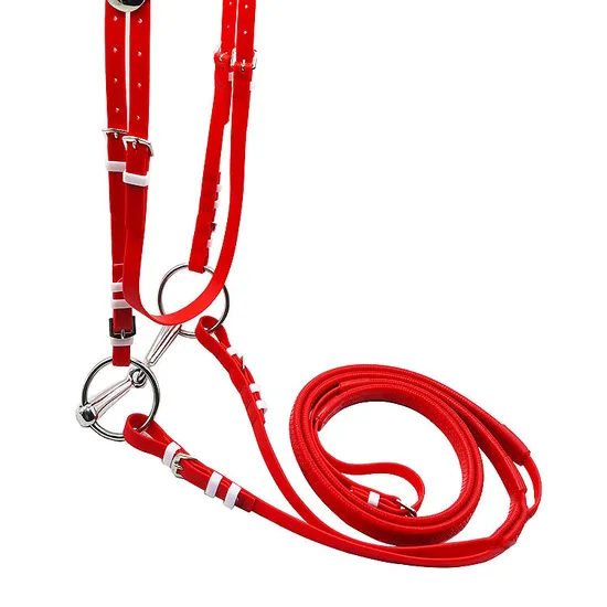 Stocked Equestrian Products High Quality Fancy Red PVC Horse Bridle and Reins, Horse Bits Type PVC Horse Bridle