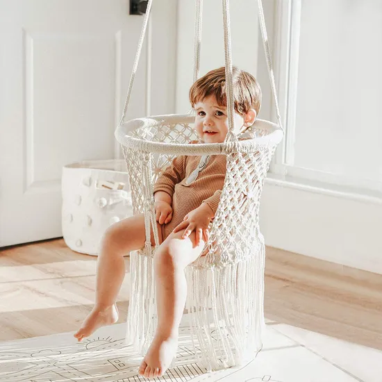Baby Hammock Swing Chair - Macrame Swinging Chair Baby Tree Swing Boho Chic Room Decor