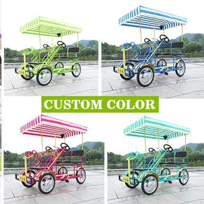 2 Person 4 Wheel Single Row Surrey Bike 2 Seat Tandem Bike at Factory Price