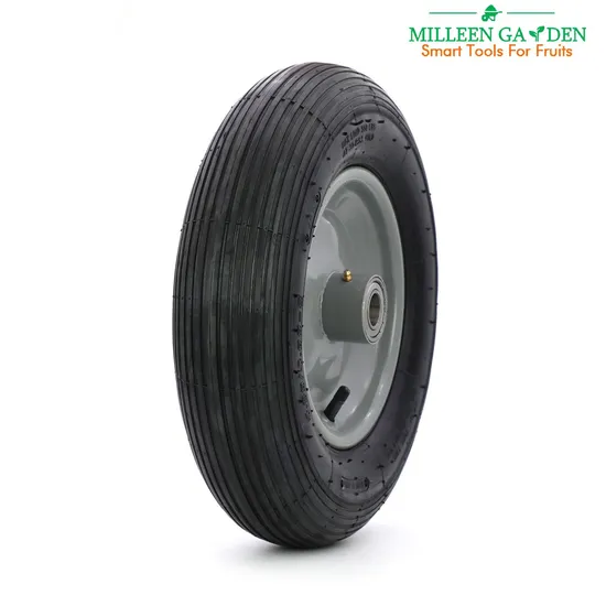 14 Inch 3.50-8 Straight Pattern Wheelbarrow Wheel Tire Rubber Pneumatic Wheel Green Rim for Europe