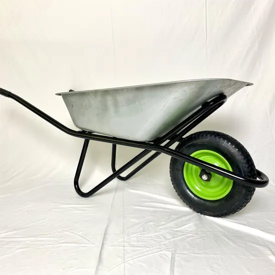 Wb6418 Heavy Duty Russia 110L Galvanized Plastic Tray Garden Tool Cart Trolley Wheelbarrow for Construction and Gardenl Industrial Building Wheel Barrow