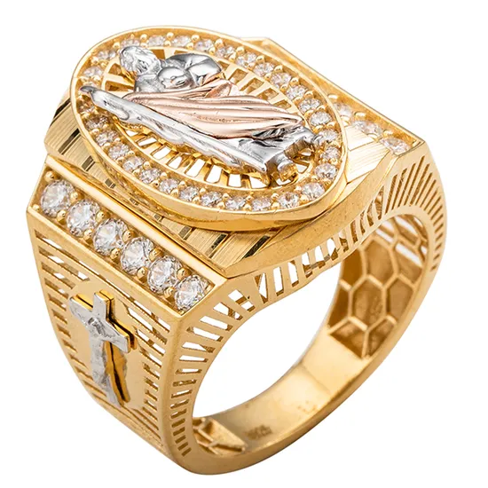 Three Color 925 Sliver 14K Gold Fashion Ring Jewelry with Moissanite Stone