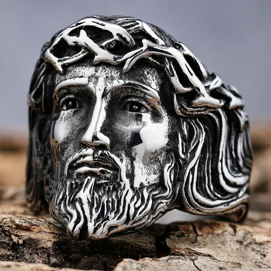 Steel jewellery of Retro Personality Portrait Stainless Steel Men Ring
