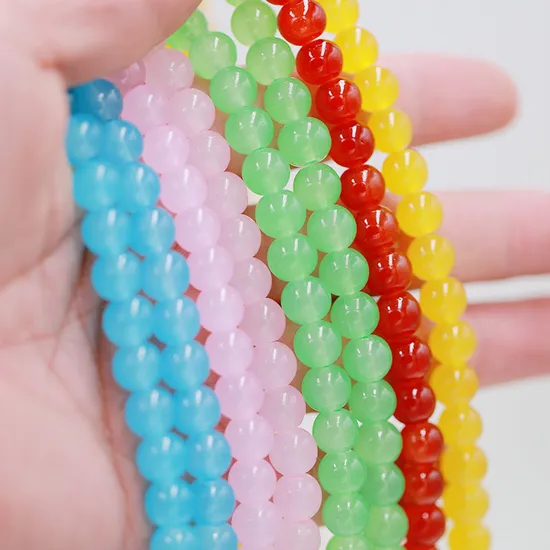 Imitation Jade Round Glass Craft Beads Crystal Beads for Jewelry Making