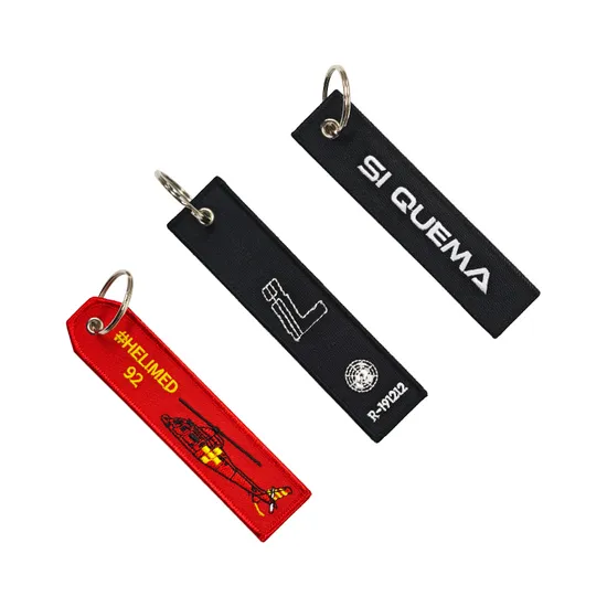 Cheap Customized Remove Before Flight Airplane Embroidery Keychain, Crew Embroidered Key Tag