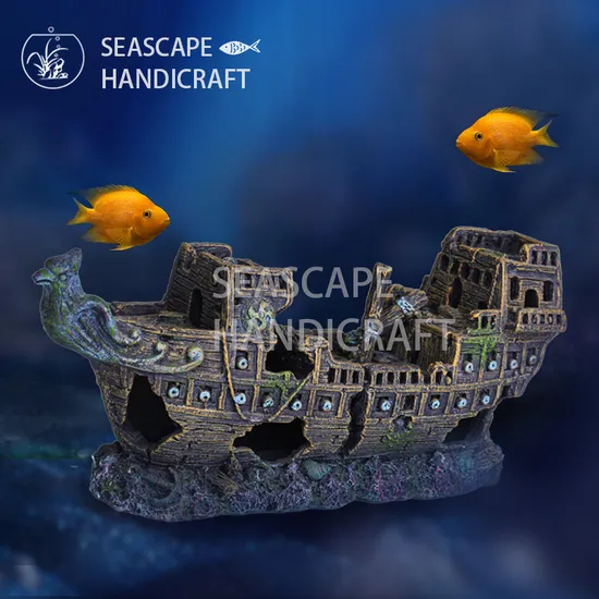 Resin Sailboat Shipwreck Aquarium Decor Fish Tank Ornament