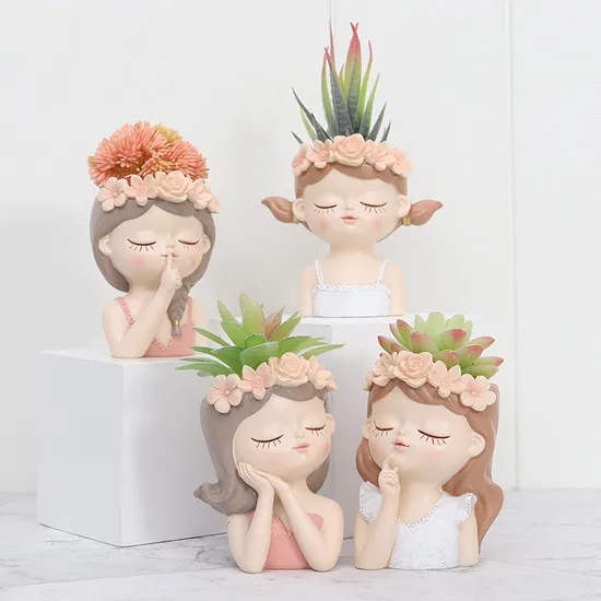 Simulation Succulent Potted Ornaments Cute Cartoon Resin Succulent Flowerpot