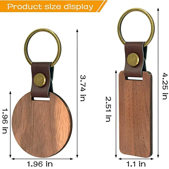 Houten Sleutelhanger Porte Cles En Bois Key Chain Logo Engraved Sublimation Wooden Keyring Custom Blanks Wood Keychain