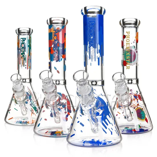 10 Inches Phoenix Star Pyrex Decals Glass Beaker Mixed Colors Waterpipe Smoking Accessories Hand Blown Smoking Glass Water Pipe Wholesale China