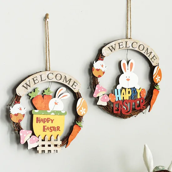 Easter Party Decoration Happy Easter Pendent Wall Wooden Door Welcome Sign Decor