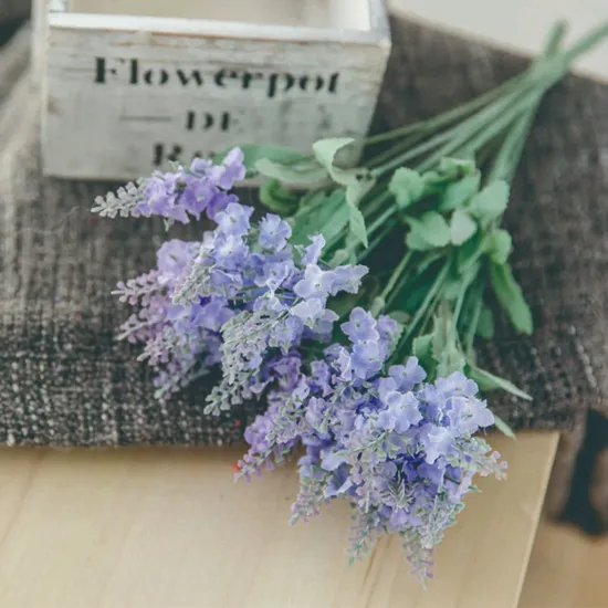Wholesale Artificial Flowers Lavender Bouquet Simulation Plant for Wedding Decoration